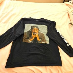 Tupac‎ Shakur Poetic Justice  Black Long Sleeve Graphic Tee